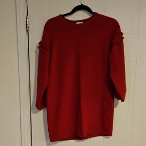 Dex Red Sweater Dress Girls XL See Measures Long Sleeve
